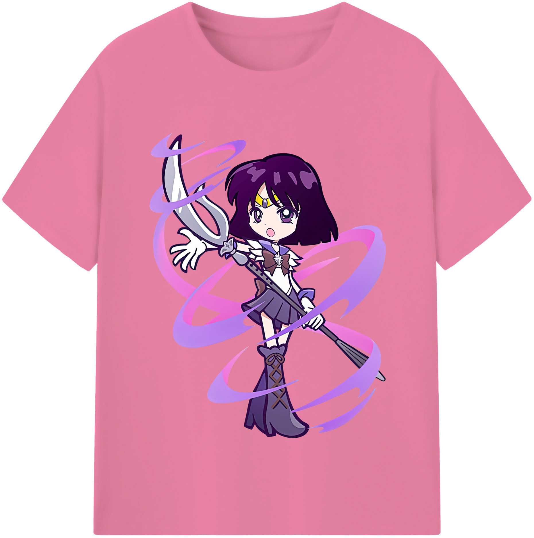 （画像用） 美少女戦士セーラームーン 土萠ほたる Sailor Moon Tomoe Hotaru （セーラーサターン；Sailor Saturn） 綿100％半袖Tシャツ（フロントプリント）